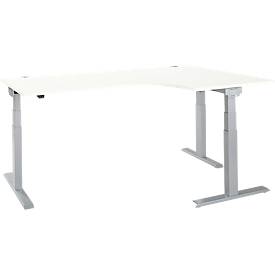 Schäfer Shop Select Hoekbureau ERGO-T 2.0 - elektrisch in hoogte verstelbaar - 90° hoek rechts - B 2000 x H 640-1300 mm - T voet blank alu - wit - ons merk 