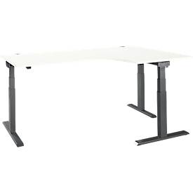 Schäfer Shop Select Hoekbureau ERGO-T 2.0 - elektrisch in hoogte verstelbaar - 90° hoek rechts - B 2000 x H 640-1300 mm - T voet antraciet - wit - ons merk 