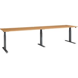 Schäfer Shop Select ERGO-T 2.0 Groot bureau, elektrische hoogteverstelling, rechthoekig, T-voet, B 3200 x D 800 x H 640-1300 mm, beuken/antraciet
