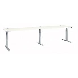 Schäfer Shop Select ERGO-T 2.0 Grote tafel, elektrische hoogteverstelling, rechthoekig, T-voet, B 3200 x D 800 x H 640-1300 mm, wit/wit aluminium