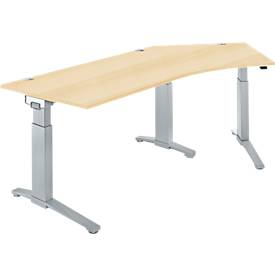 Schäfer Shop Genius Schäfer Shop  Genius Bureautafel 135° PLANOVA ERGOSTYLE, aanbouw rechts, eentraps elektrisch in hoogte verstelbaar, B 2165 mm, esdoornpatroon/blank aluminium
