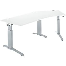 Schäfer Shop Genius Schäfer Shop  Genius Bureautafel 135° PLANOVA ERGOSTYLE, aanbouw rechts, eentraps elektrisch in hoogte verstelbaar, B 2165 mm, wit/blank aluminium