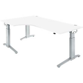 Schäfer Shop Genius Schäfer Shop  Genius Hoekbureautafel 90° PLANOVA ERGOSTYLE, aanbouw links, eentraps elektrisch in hoogte verstelbaar, B 2000 mm, wit/blank aluminium