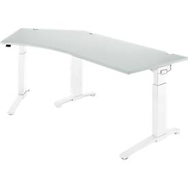 Schäfer Shop Genius Schäfer Shop  Genius Bureautafel 135° PLANOVA ERGOSTYLE, aanbouw links, eentraps elektrisch in hoogte verstelbaar, B 2165 mm, lichtgrijs/wit