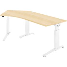 Schäfer Shop Genius Schäfer Shop  Genius Bureautafel 135° PLANOVA ERGOSTYLE, aanbouw links, eentraps elektrisch in hoogte verstelbaar, B 2165 mm, esdoornpatroon/wit