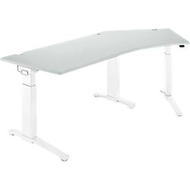Schäfer Shop Genius Schäfer Shop  Genius Bureautafel 135° PLANOVA ERGOSTYLE, aanbouw rechts, eentraps elektrisch in hoogte verstelbaar, B 2165 mm, lichtgrijs/wit
