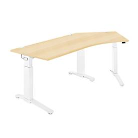 Schäfer Shop Genius Schäfer Shop  Genius Bureautafel 135° PLANOVA ERGOSTYLE, aanbouw rechts, eentraps elektrisch in hoogte verstelbaar, B 2165 mm, esdoornpatroon/wit