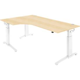 Schäfer Shop Genius Schäfer Shop  Genius Hoekbureautafel 90° PLANOVA ERGOSTYLE, aanbouw links, eentraps elektrisch in hoogte verstelbaar, B 2000 mm, esdoornpatroon/wit