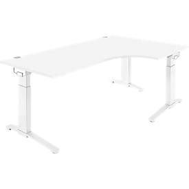 Schäfer Shop Genius Schäfer Shop  Genius Hoekbureautafel 90° PLANOVA ERGOSTYLE, aanbouw rechts, eentraps elektrisch in hoogte verstelbaar, B 2000 mm, wit/wit