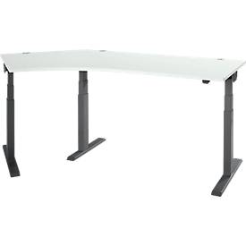 Schäfer Shop Select ERGO-T 2.0 hoekbureau, elektrisch in hoogte verstelbaar, 135° hoek links, T-voet, B 2000 mm, lichtgrijs/antraciet