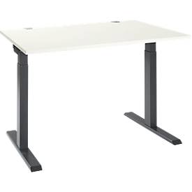 Schäfer Shop Select ERGO-T 2.0 schrijftafel, rechthoekig, T-voet, B 1200 x D 800 x H 675-895 mm, wit/antraciet