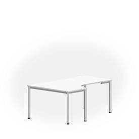 Tafel in vrije vorm NEVADA, B 1800 x D 1200/800 x H 740 mm, rond, wit/aluminum zilver