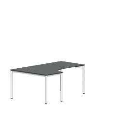 Tafel in vrije vorm NEVADA, B 1800 x D 1200/800 x H 740 mm, rond, donkergrijs/wit