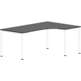 Tafel in vrije vorm NEVADA, B 1800 x D 1200/800 x H 740 mm, rond, donkergrijs/wit