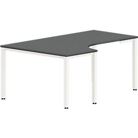 Tafel in vrije vorm NEVADA, B 1800 x D 1200/800 x H 740 mm, vierkant, donkergrijs/wit