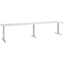 Schäfer Shop Select ERGO-T 2.0 Big desk, elektrische hoogteverstelling, rechthoekig, T-voet, B 3600 x D 800 x H 640-1300 mm, aluminium lichtgrijs/wit