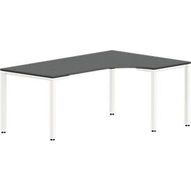 Tafel in vrije vorm NEVADA, B 1800 x D 1200/800 x H 740 mm, vierkant, donkergrijs/wit