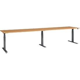 Schäfer Shop Select ERGO-T 2.0 Groot bureau, elektrische hoogteverstelling, rechthoekig, T-voet, B 3600 x D 800 x H 640-1300 mm, beuken/antraciet