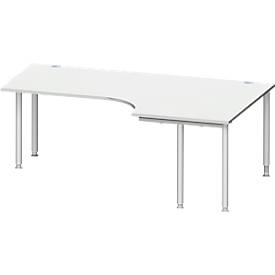 Schäfer Shop Genius Schäfer Shop  Genius Hoekbureautafel MODENA FLEX 90°, aanbouw rechts, tweezijdig, ingekorte zijpanelen, 4-poot ronde buis, lichtgrijs