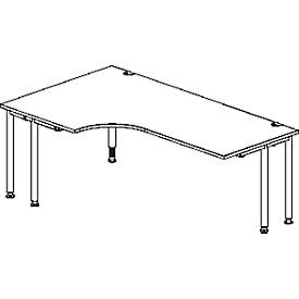 Schäfer Shop Genius Schäfer Shop  Genius Hoekbureautafel MODENA FLEX 90°, aanbouw links, tweezijdig, ingekorte zijpanelen, 4-poot ronde buis, esdoornpatroon