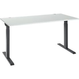 Schäfer Shop Select ERGO-T 2.0 bureau, rechthoekig, T-voet, B 1600 x D 800 x H 675-895 mm, lichtgrijs/antraciet