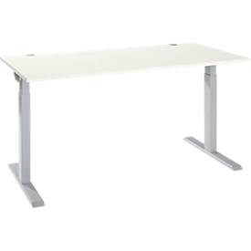 Schäfer Shop Select ERGO-T 2.0 schrijftafel, rechthoekig, T-voet, B 1600 x D 800 x H 675-895 mm, wit/wit aluminium
