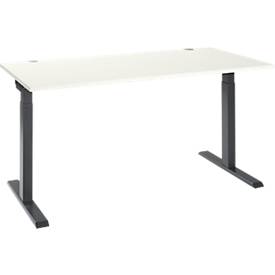Schäfer Shop Select ERGO-T 2.0 bureau, rechthoekig, T-voet, B 1600 x D 800 x H 675-895 mm, wit/antraciet