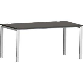 Schäfer Shop Genius bureau Modena Flex, rechthoekig, 4-poots buis, B 1600 x D 800 x H 650-850 mm, grafiet/wit aluminium