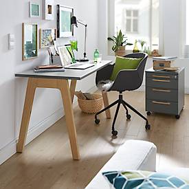 Schäfer Shop Select Start Off Wood bureau, rechthoekig, A-poot, B 1300 x D 650 x H 735 mm, grafiet/houtlook
