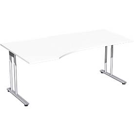 Bureautafel met aanbouw PALENQUE, C-poot, vrije vorm, links, B 1800 x D 1000/800 x H 680-820 mm, wit