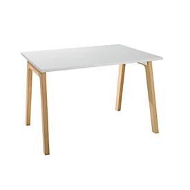 Schäfer Shop Select Start Off Wood bureau, rechthoekig, A-poot, B 1200 x D 800 x H 735 mm, lichtgrijs/houtlook