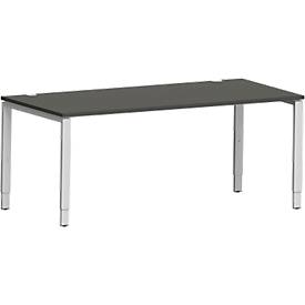Schäfer Shop Genius bureau Modena Flex, rechthoekig, 4-poots buis, B 1800 x D 800 x H 650-850 mm, grafiet/wit aluminium