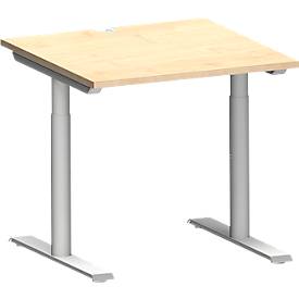 Schäfer Shop Genius MODENA FLEX bureau, T-poot ronde buis, B 800 x D 800 mm, ahorn/wit aluminium