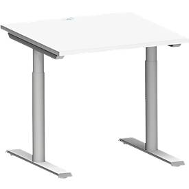 Schäfer Shop Genius MODENA FLEX bureau, T-poot ronde buis, B 800 x D 800 mm, wit/wit aluminium