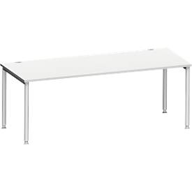 Schäfer Shop Genius Schäfer Shop  Genius Bureautafel MODENA FLEX, 4-poot ronde buis, B 2000 x D 1000 mm, lichtgrijs/blank aluminium
