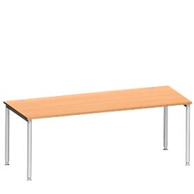 Schäfer Shop Genius Schäfer Shop  Genius Bureautafel MODENA FLEX, 4-poot ronde buis, B 2000 x D 1000 mm, beuken/blank aluminium