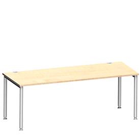 Schäfer Shop Genius Schäfer Shop  Genius Bureautafel MODENA FLEX, 4-poot ronde buis, B 2000 x D 1000 mm, esdoorn/blank aluminium