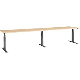 Schäfer Shop Select ERGO-T 2.0 Big desk, elektrisch in hoogte verstelbaar, rechthoekig, T-voet, B 3600 x D 800 x H 640-1300 mm, ahorn/antraciet