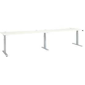 Schäfer Shop Select ERGO-T 2.0 Big desk, elektrische hoogteverstelling, rechthoekig, T-voet, B 3600 x D 800 x H 640-1300 mm, alu wit/wit