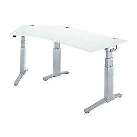 Schäfer Shop Genius Schäfer Shop  Genius Bureautafel 135° PLANOVA ergoSTYLE, aanbouw links, tweetraps elektr. in hoogte verstelbaar, B 2165 mm, wit/blank aluminium