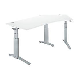 Schäfer Shop Genius Schäfer Shop  Genius Bureautafel 135° PLANOVA ergoSTYLE, aanbouw rechts, tweetraps elektr. in hoogte verstelbaar, B 2165 mm, wit/blank aluminium