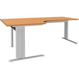 Schäfer Shop Genius Schäfer Shop  Genius Hoekbureautafel 90° PLANOVA ERGOSTYLE, aanbouw links, tweetraps elektrisch in hoogte verstelbaar, B 2000 mm, beukenpatroon/blank aluminium