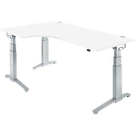 Schäfer Shop Genius Schäfer Shop  Genius Hoekbureautafel 90° PLANOVA ERGOSTYLE, aanbouw links, tweetraps elektrisch in hoogte verstelbaar, B 2000 mm, wit/blank aluminium