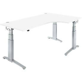Schäfer Shop Genius Schäfer Shop  Genius Hoekbureautafel 90° PLANOVA ERGOSTYLE, aanbouw rechts, tweetraps elektrisch in hoogte verstelbaar, B 2000 mm, wit/blank aluminium