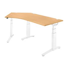 Schäfer Shop Genius Schäfer Shop  Genius Bureautafel 135° PLANOVA ergoSTYLE, aanbouw links, tweetraps elektr. in hoogte verstelbaar, B 2165 mm, beuken/wit