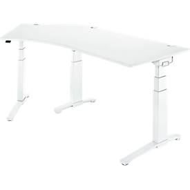 Schäfer Shop Genius Schäfer Shop  Genius Bureautafel 135° PLANOVA ergoSTYLE, aanbouw links, tweetraps elektr. in hoogte verstelbaar, B 2165 mm, wit/wit