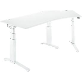 Schäfer Shop Genius Schäfer Shop  Genius Bureautafel 135° PLANOVA ergoSTYLE, aanbouw rechts, tweetraps elektr. in hoogte verstelbaar, B 2165 mm, wit/wit