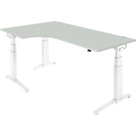 Schäfer Shop Genius Schäfer Shop  Genius Hoekbureautafel 90° PLANOVA ERGOSTYLE, aanbouw links, tweetraps elektrisch in hoogte verstelbaar, B 2000 mm, lichtgrijs/wit