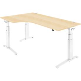 Schäfer Shop Genius Schäfer Shop  Genius Hoekbureautafel 90° PLANOVA ERGOSTYLE, aanbouw links, tweetraps elektrisch in hoogte verstelbaar, B 2000 mm, esdoornpatroon/wit