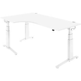 Schäfer Shop Genius Schäfer Shop  Genius Hoekbureautafel 90° PLANOVA ERGOSTYLE, aanbouw links, tweetraps elektrisch in hoogte verstelbaar, B 2000 mm, wit/wit